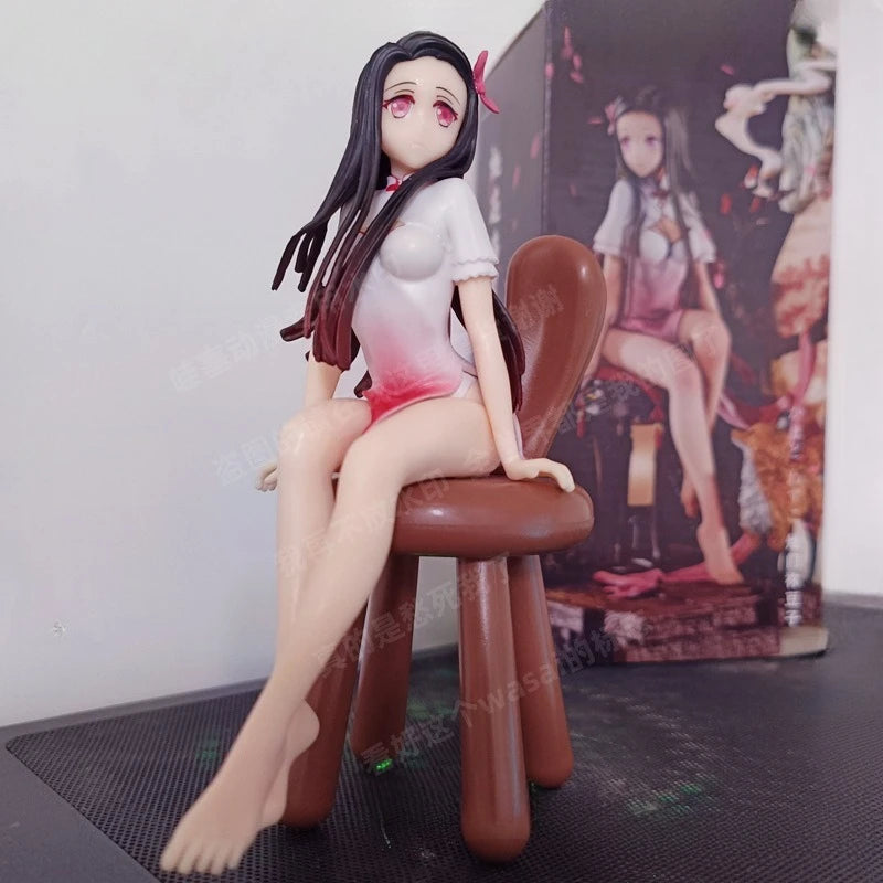 14CM Creative Peripheral Anime Demon Slayer Figure Kamado Nezuko Instant Noodle Cheongsam Girl Model Toy PVC Action Figure Gift