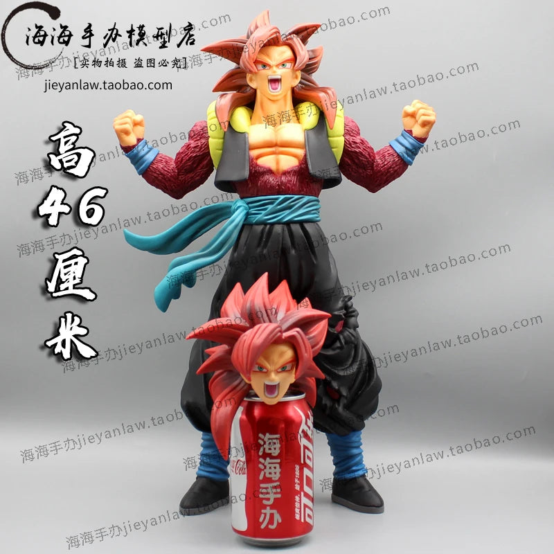 Anime 46cm Dragon Ball Gt Gogeta Figure Ssj4 2head Goku Vegeta Super Saiyan Action Figurine Pvc Statue Model Collection Toy Gift