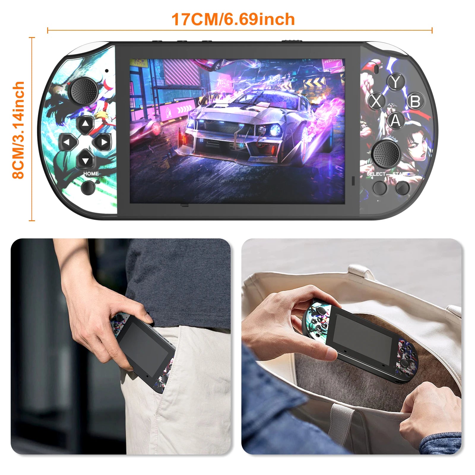 Q3 4.3inch Handheld Game Console IPS Screen Video Game Player HD Game Console Built-in 10000 Games For GBA GBC NES GBC