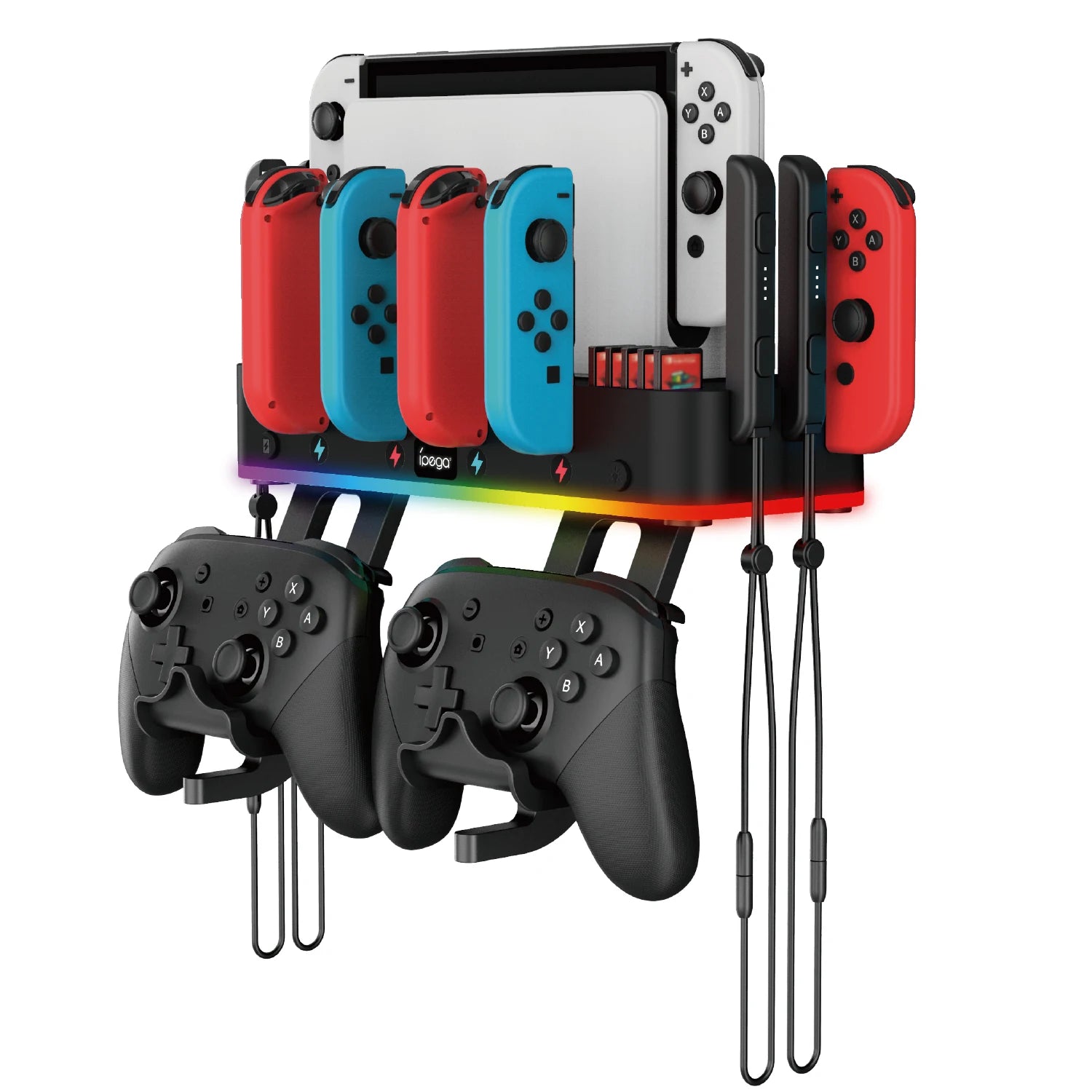 IPEGA PG-SW107 RGB Switch-Wandhalterung mit Joy-Con-Ladegerät, Switch-Halterung für Nintendo Switch/OLED mit Switch-Organizer 