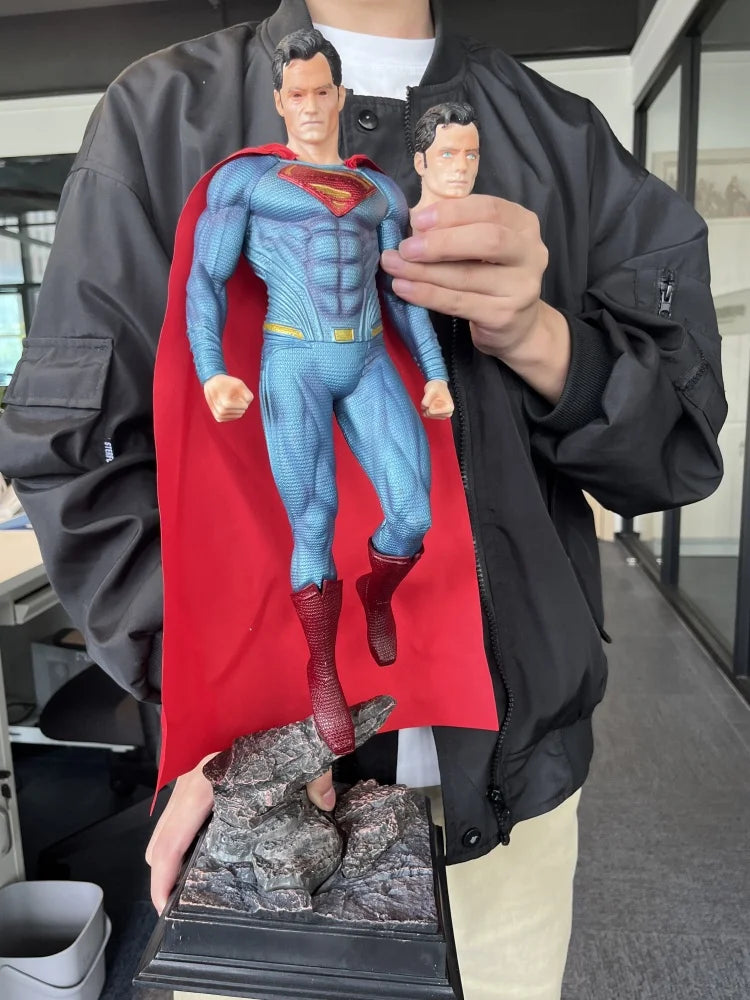 50 cm Superman Anime Figur Superman Dawn Of Justice Actionfigur PVC 2 Köpfe 2 Hände Statue Ornament Kinderspielzeug Geschenk