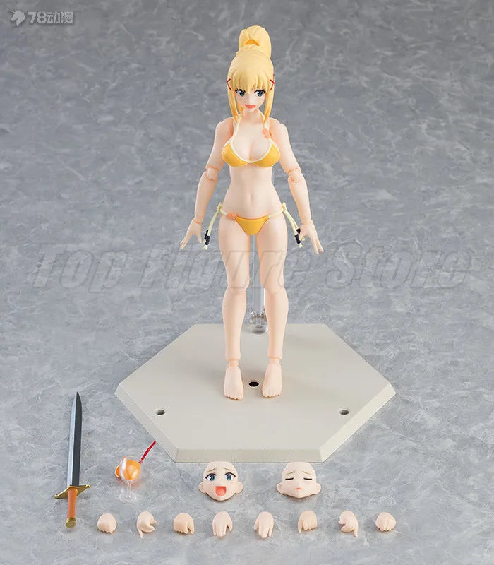 Original box Maxfactory  Figma EX-065 Darkness Swimsuit Figure Finished Model kit PVC Anime full Action Toy Gift for kidsInshock