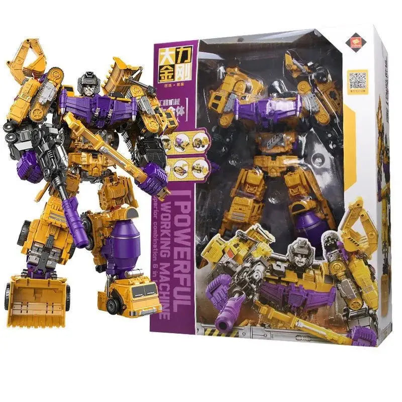 New Hot 6 In 1 Nbk 42cm Devastator Toy Transformation Ko Robot Car Combination Action Figure Excavator Blender Model Kid No Box