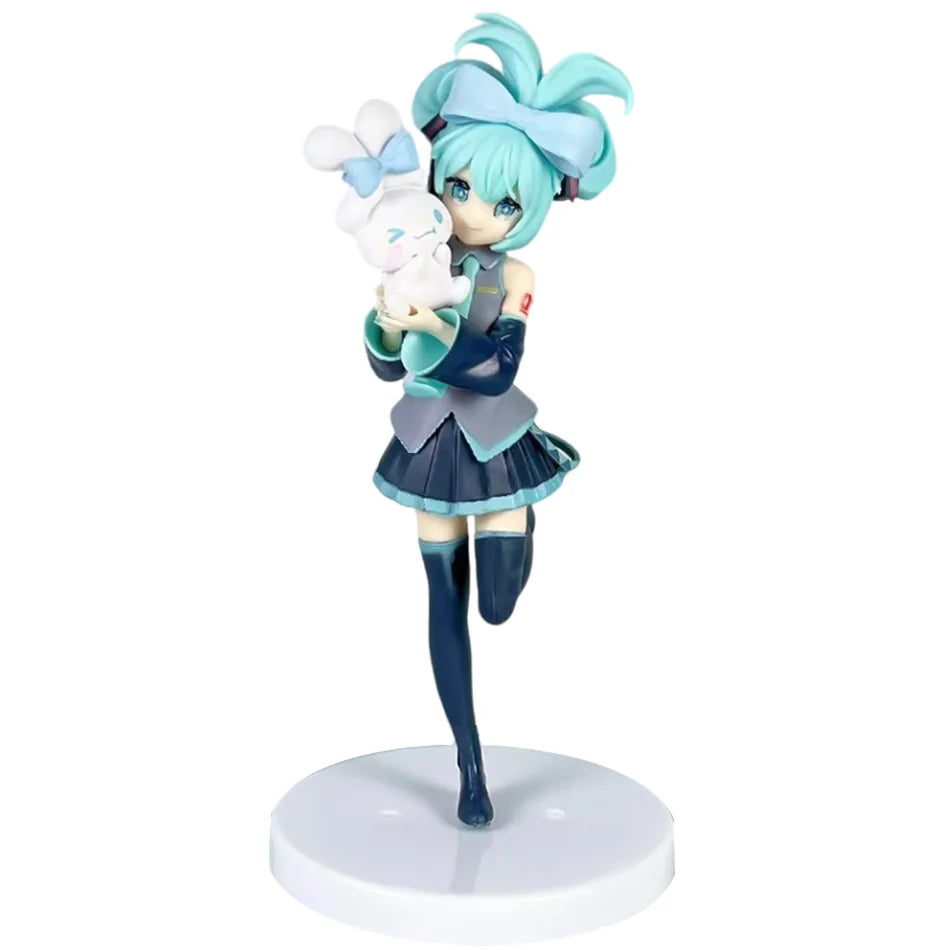 18cm Anime Hatsune Miku X Cinnamoroll Figure panda series Cute Statue  PVC Model Doll Toy children Birthday Christmas Gift