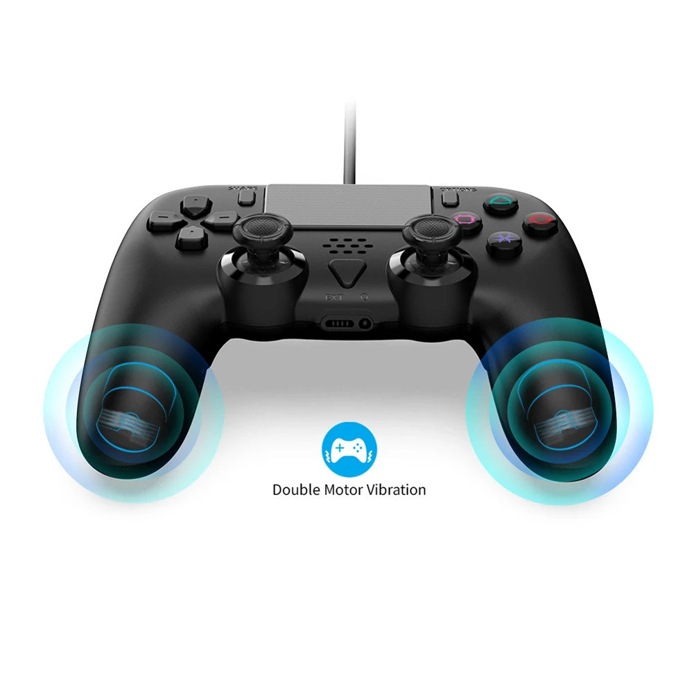 Kabelgebundenes Controller-Gamepad für PS5/PS5 Slim/PC mit Turbo/Dual-Vibration/6-Achsen-Gyroskop
