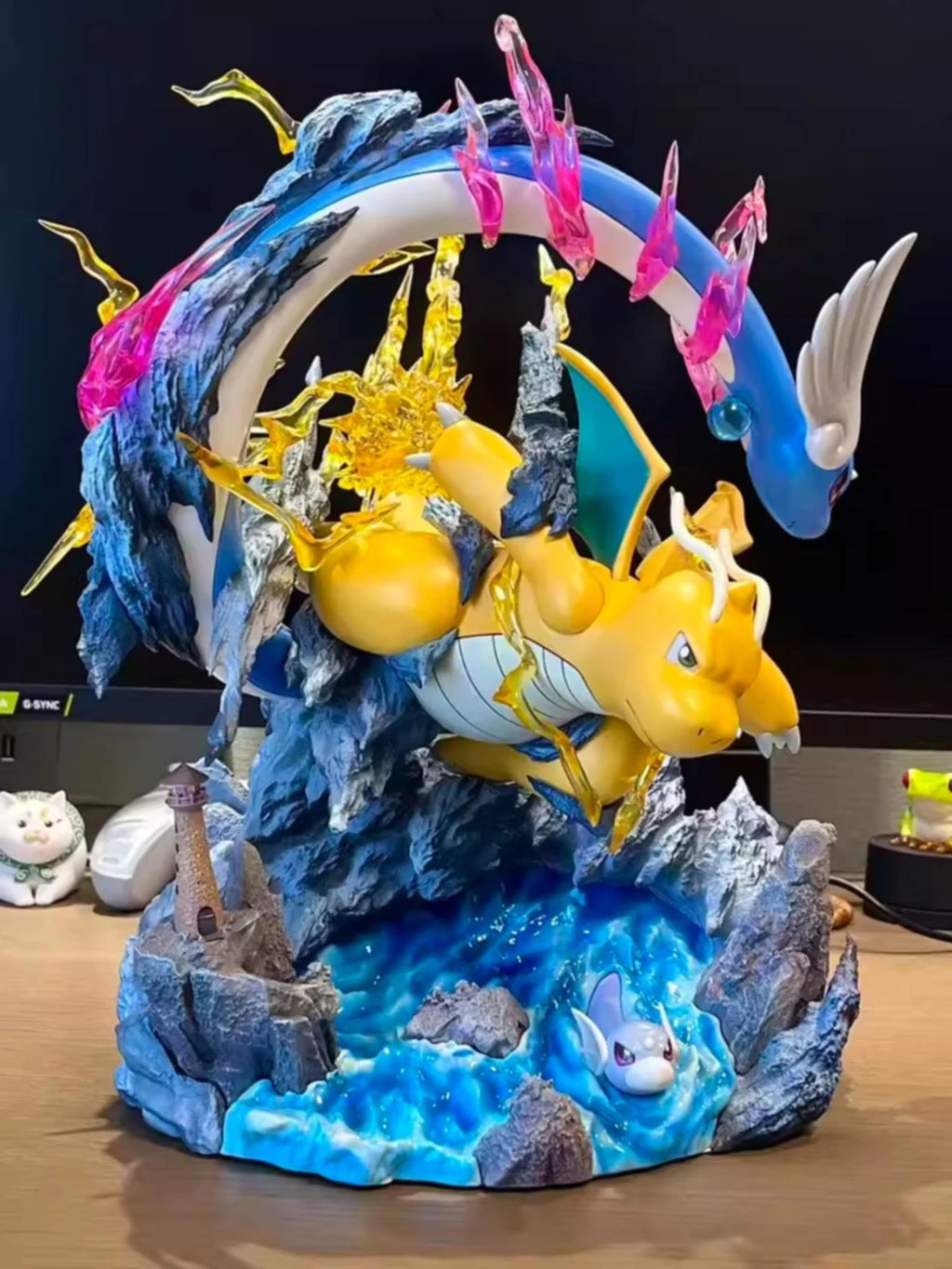 Fantasy House Pokemon Dragonite GK Figure 30CM Light Up Evolution Set Desktop Decoration Birthday Gift For Pokemon Collectors