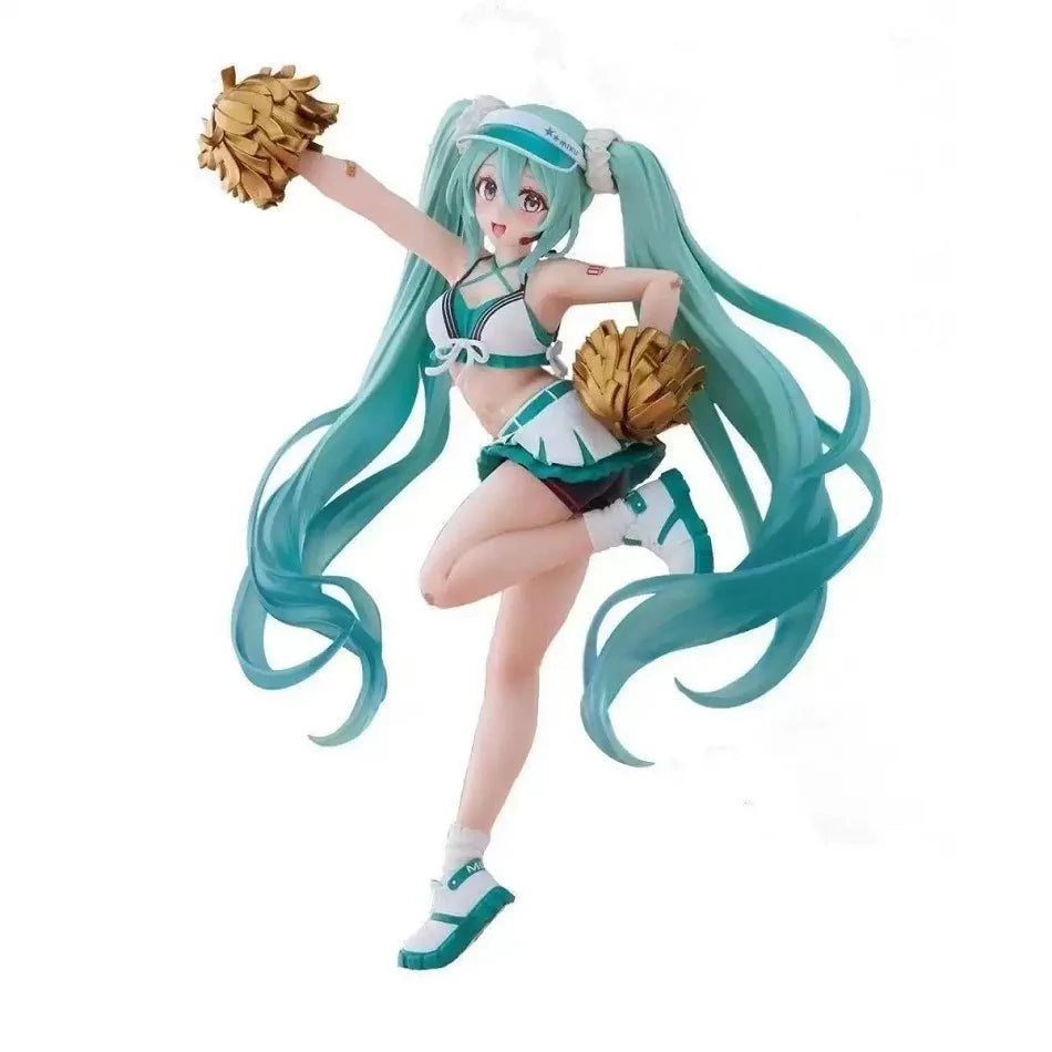 Hot 18cm Fashion Hatsune Miku Anime Figure Cheerleader Hatsune Miku Action Figures Kawaii Girl Figurine PVC Collection Model Toy