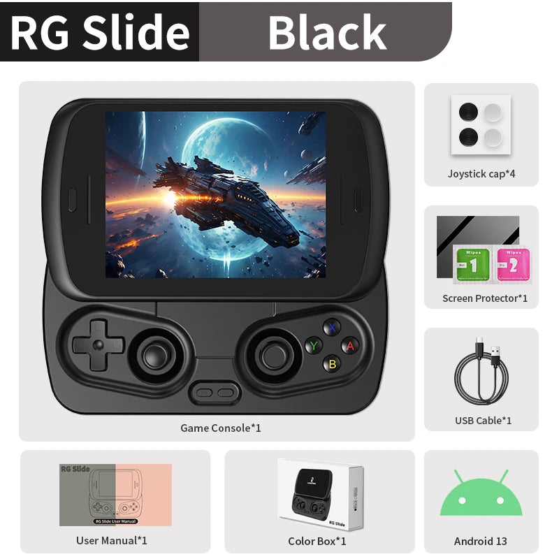 ANBERNIC RG Slide Video Handheld Game Console 4.7inch LTPS In-Cell Screen Android six-axis gyroscope 5000mAh 512G PSP PS2 Game