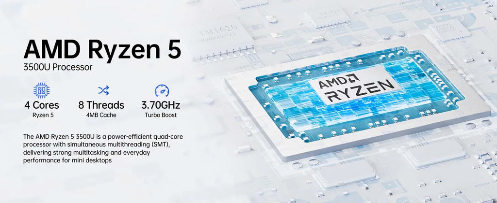 GMKtec G10 Mini PC AMD Ryzen 5 3500U 16GB DDR4 500GB SSD NVME Wifi5 BT5.0 Windows 11 Triple Display Desktop DIY Gamer Computer