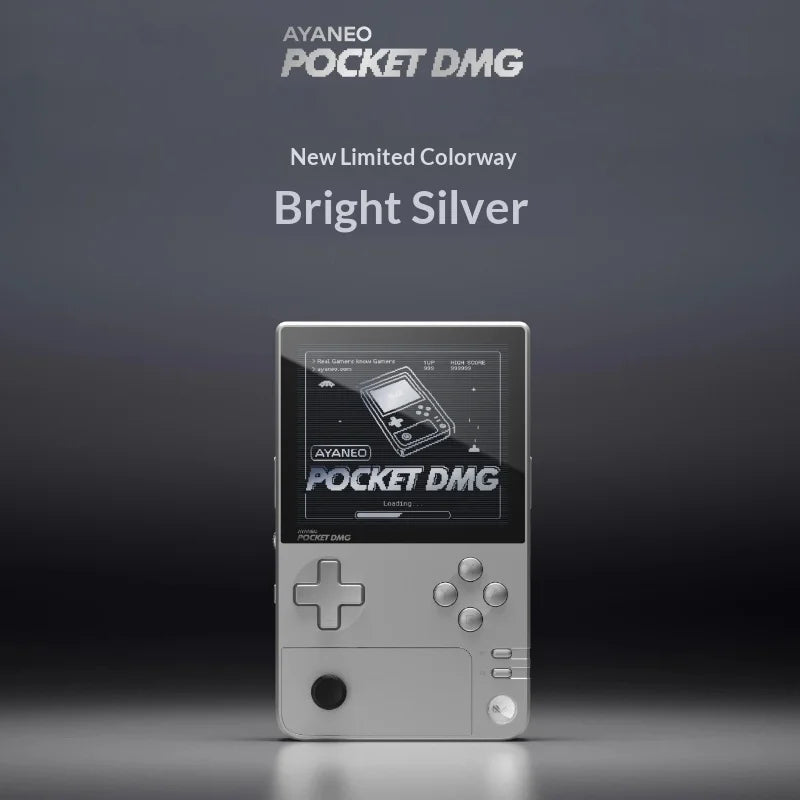 New Silver AYANEO Pocket DMG Handheld Gaming Console Snapdragon G3x Gen 2 with 3.92" OLED Screen Hall Joysticks Android 13 BT5.3