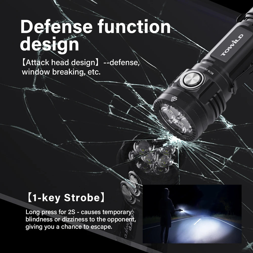 TOWILD BC10 EDC Фенерче Преносимо Акумулаторно 4000lm IPX8 Високо Мощно LED Фенерче 21700 За Къмпинг Външно Осветление
