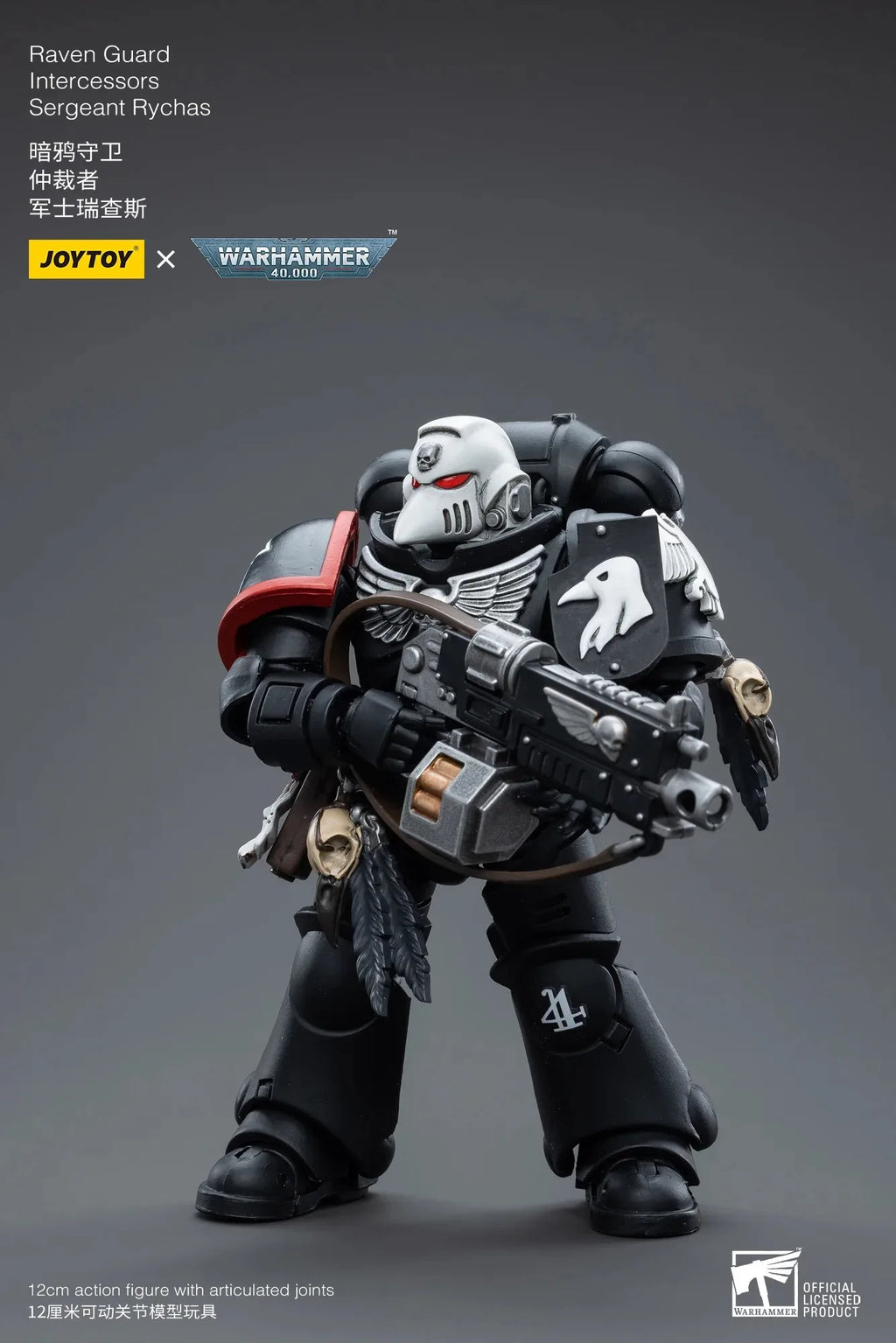 Joytoy Warhammer 40K 1/18 Action Figures Raven Guard Intercessors Sergeant Rychas Model Toy Boy Gifts 3.75inch