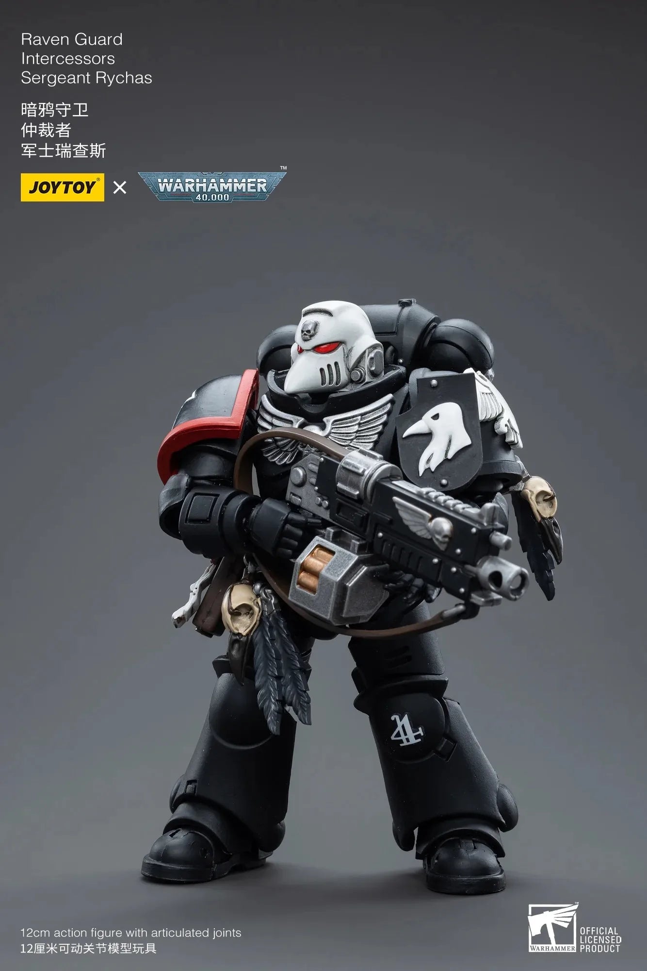 Joytoy Warhammer 40K 1/18 Action Figures Raven Guard Intercessors Sergeant Rychas Model Toy Boy Gifts 3.75inch