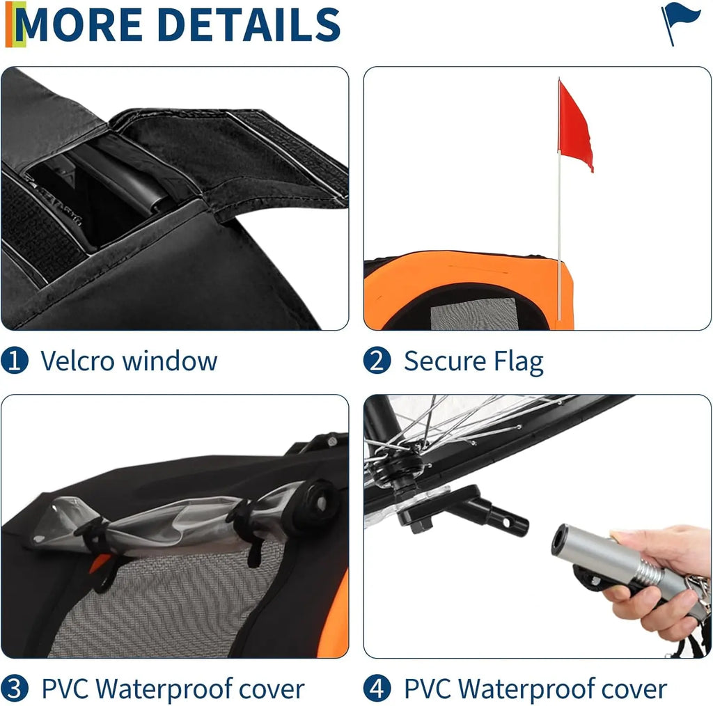 Hundefahrradanhänger, 88LBS Haustierfahrradanhänger, Haustierwagen-Fahrradträger, Einfach zusammenklappbarer Wagenrahmen, Schnellspannrad, Universal-Bi