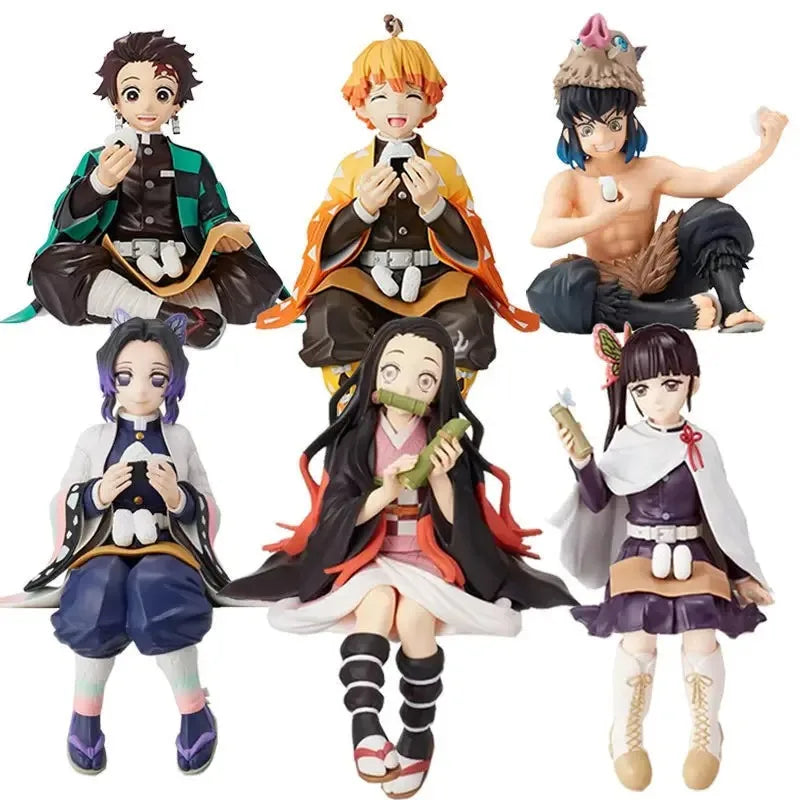 10-15cm Anime Demon Slayer Figur Kamado Tanjirou Nezuko Sitzhaltung Actionfigur PVC Modell Puppensammlung Spielzeug Geschenk Kinder