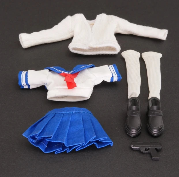 In Stock 1/12 Scale 99S Series Sweet Student Uniform Sailor Collar Top Pleated Skirt Set For 6inchs Azone Action Figure Body