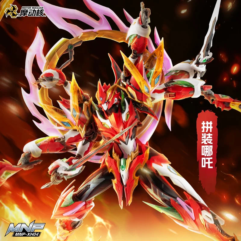 Motor Nuclear Nezha Six Arms Assembly Mecha Model Alloy Frame Articulated Chinese Original With Wind Fire Wheels Lotus Display
