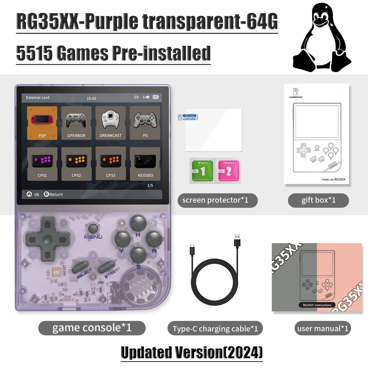 ANBERNIC RG35XX New Updated 3.5-inch IPS Video Game Handheld Game Console With Linux System H700 quad-core ARM Cortex-A53 1.5GHz