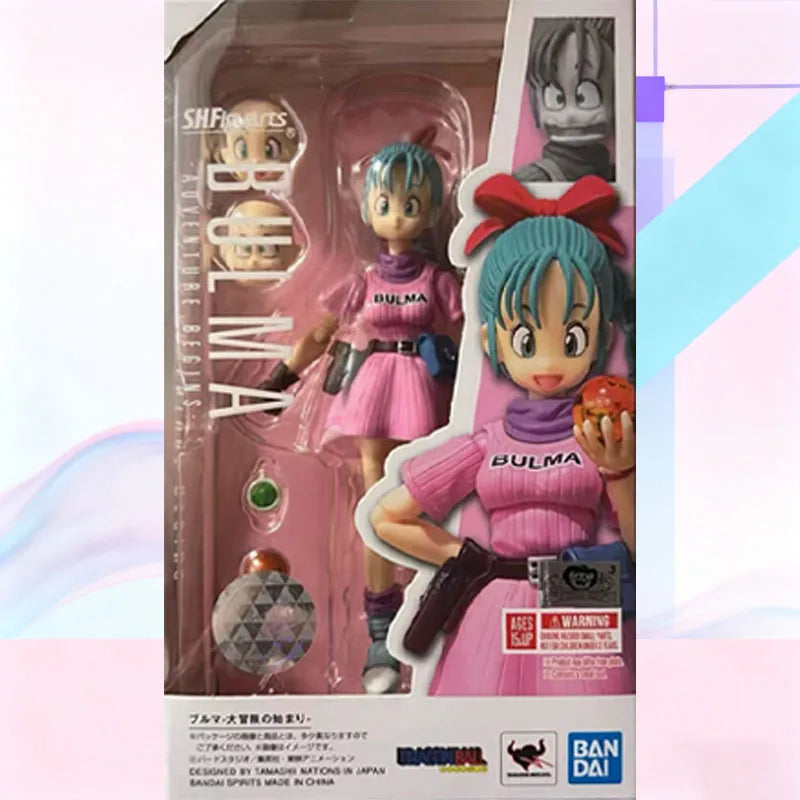 In Stock BANDAI Original S.H.Figuarts DRAGON BALL BULMA  AND MOTORCYCLE SHF Action Figure Model Gift for Kids Foam Box Packaging