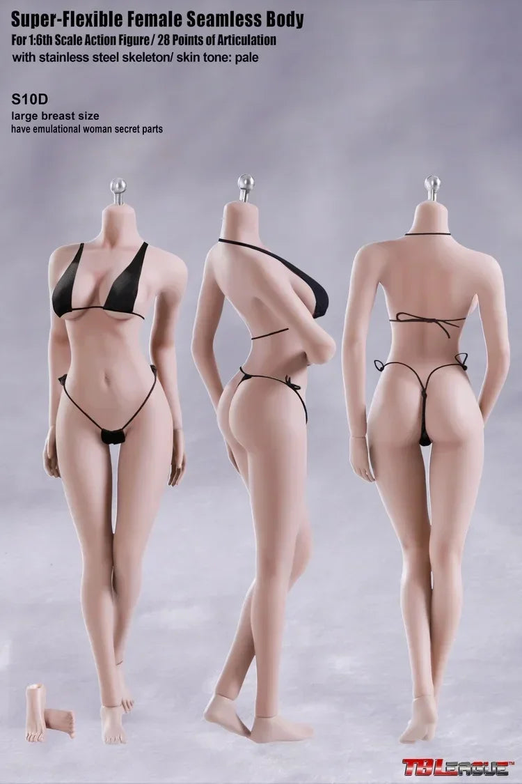 TBL S04 S01 S19 1/6 Female Super-flexible Body Doll Phicen Stainless Steel Skeleton Suntan Pale Large/small Breast Action Figure