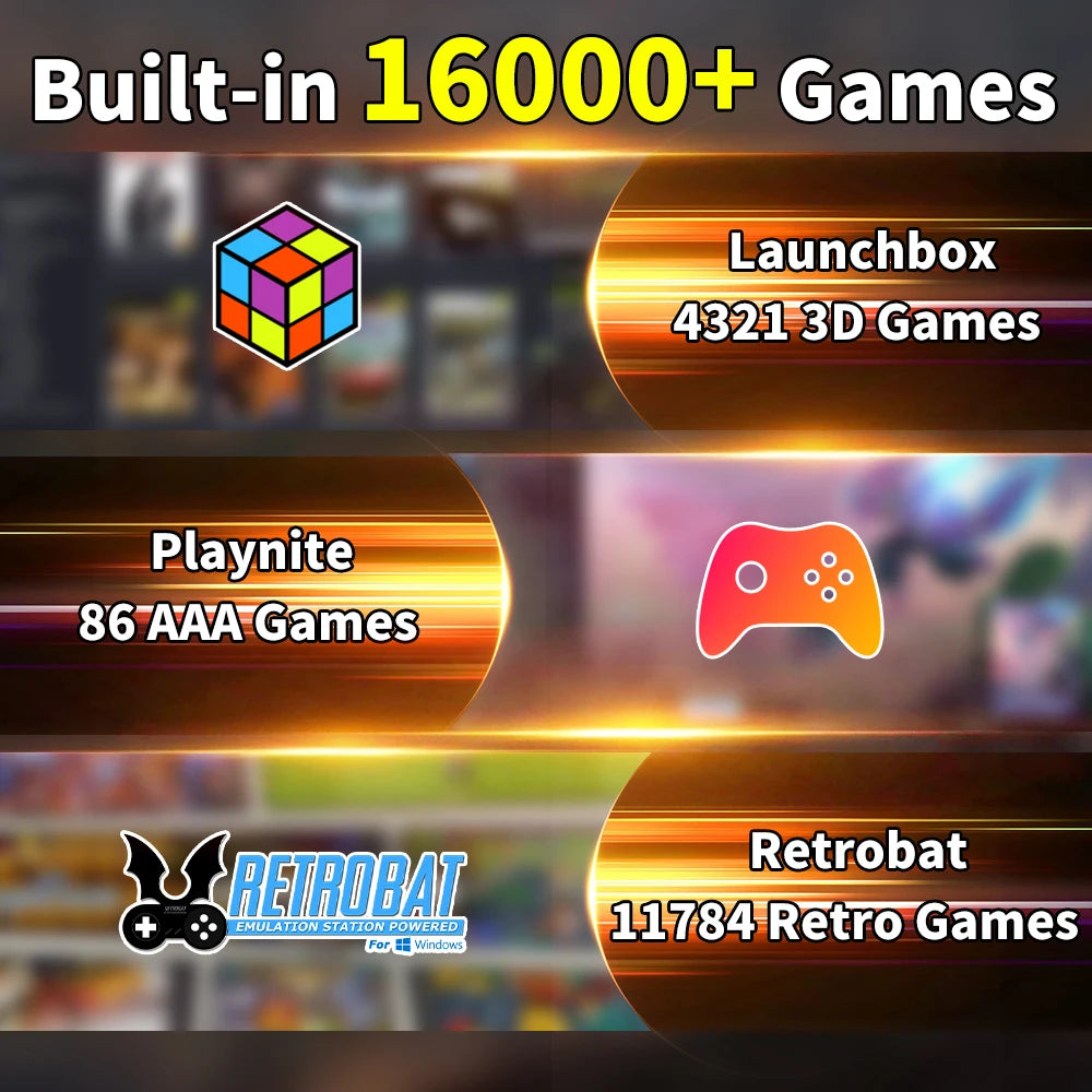 PlayZone 1TB  Gaming SSD Game Console 80+Emulator for PS5/PS4/Switch/XBOX/PS3/PS2 with 16191 AAA&3D&Retro Game for Win PC/Laptop