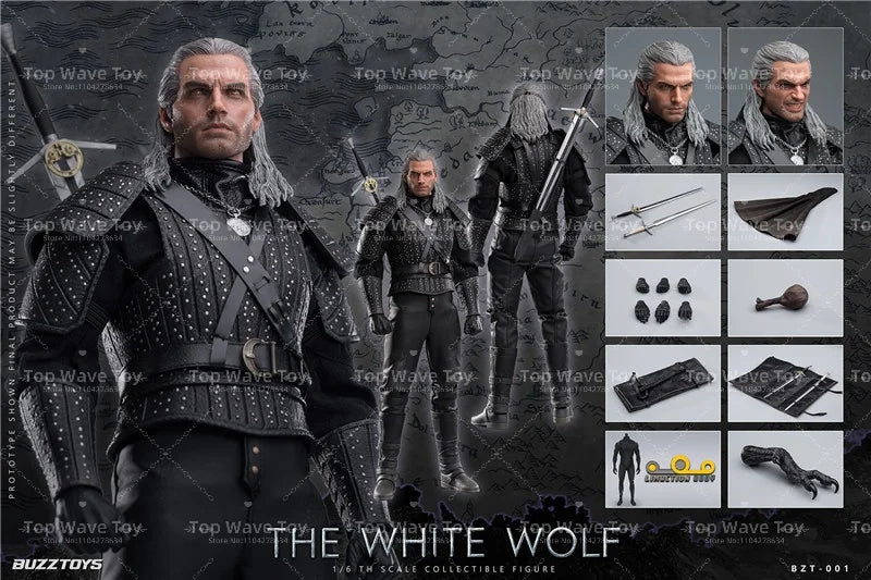 2025 New Stock BUZZTOYS BUZ001 1/6 Male White Wolf Geralt High Quality Model Full Set 12'' Action Figure Soldier For Fans