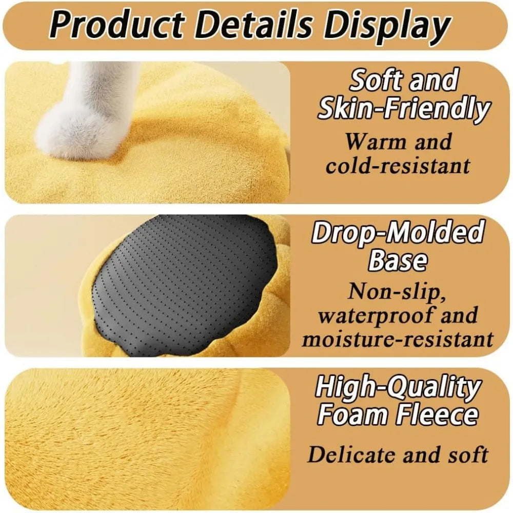 cozy pumpkin-shaped pet bed with removable mat, ideal for cats and small dogs, complete with warm nest for comfortable sleeping