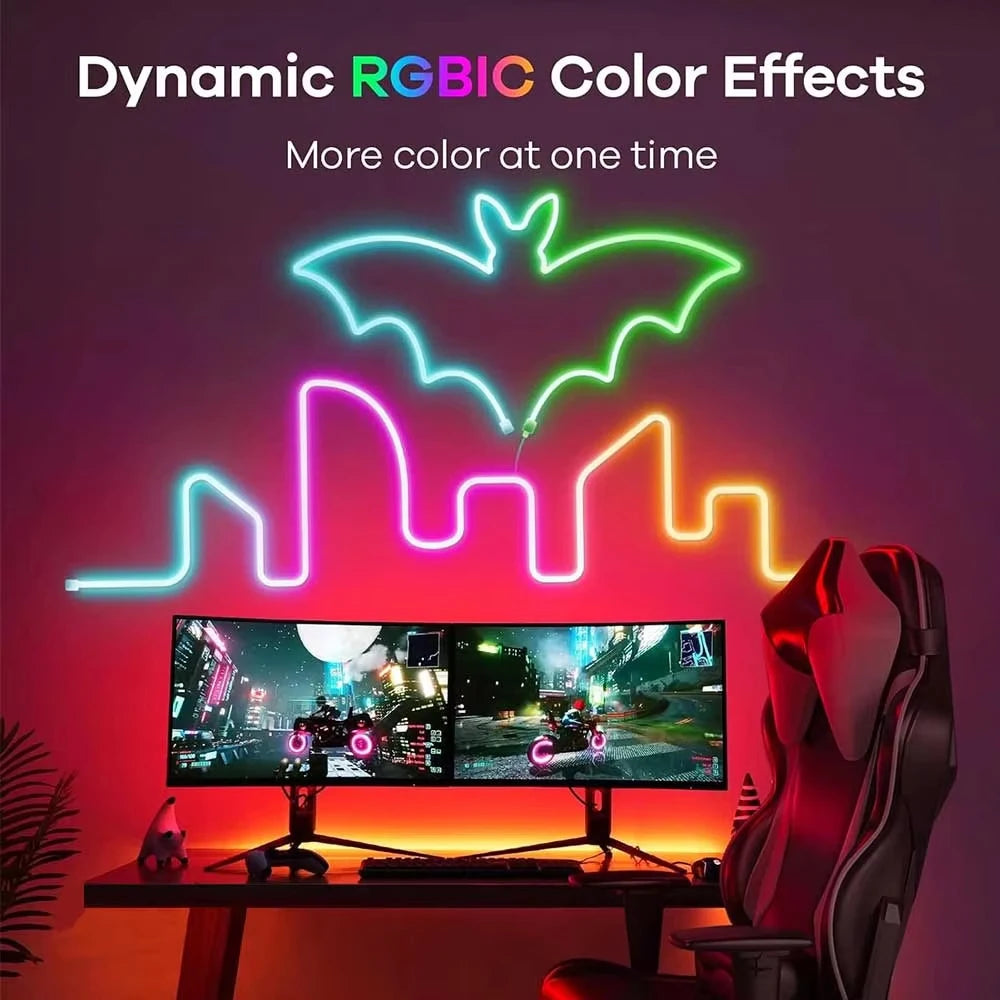 Wiscolor Tuya Wifi Plug RGBIC LED Neon Strip Lights Waterproof Suppprt Aleax/Google Home/Smart Life For Home Decoration Lighting