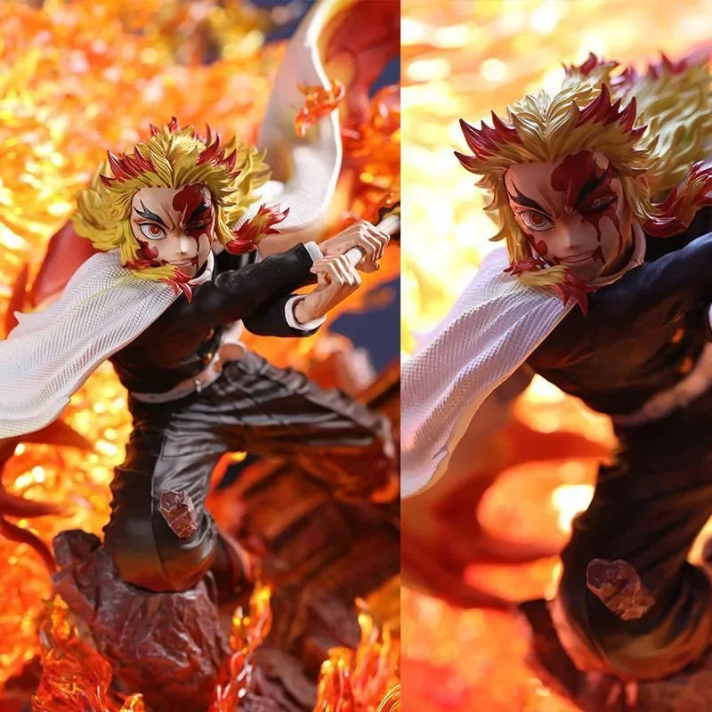27 cm große Anime-Figur Demon Slayer GK Rengoku Kyoujurou Actionfigur Fantasy PVC Sammlerstück Ornament Modell Kreatives Spielzeug Geschenk