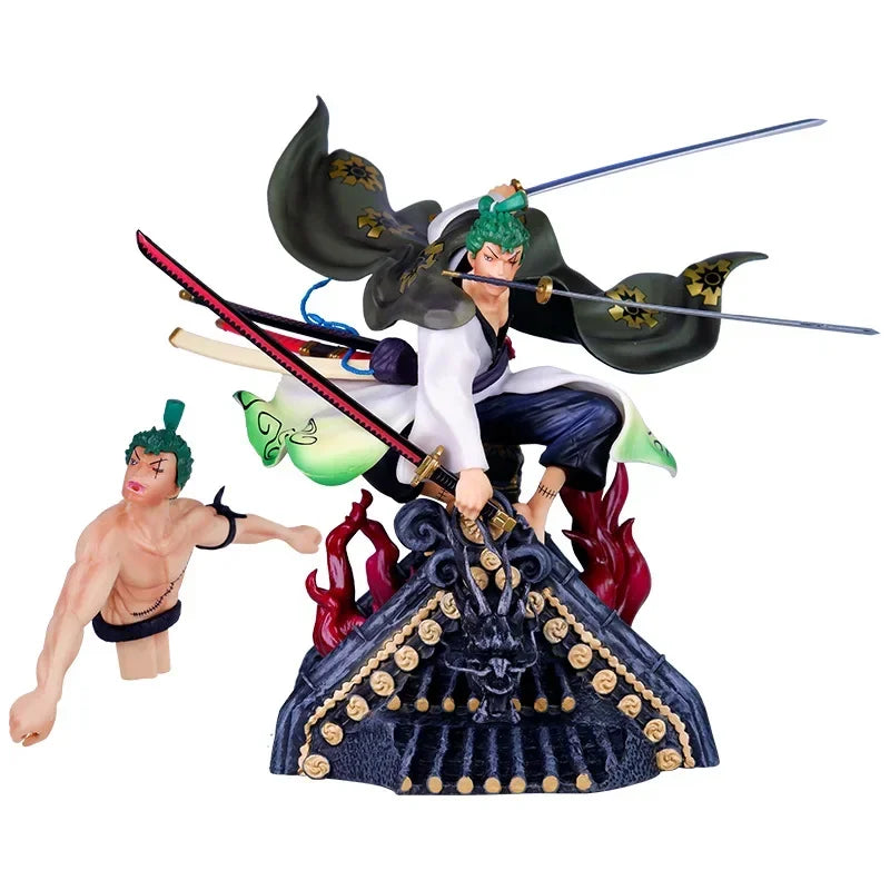 36cm Anime One Piece Figure Kimono Roronoa Zoro on the Roof Action Figure PVC Car Decoration Collection Model Kids Toy Doll Gift