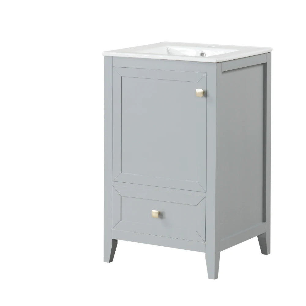 20" Bathroom Vanity with Sink, Bathroom Cabinet with Soft Closing Door, Storage Rack and A Drawer, Grey