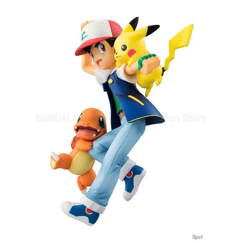Hot Sale Original MegaHouse G.E.M.Series Pocket Monster THE ORIGIN SATOSHI&PIKACHU & HITOKAGE 1/8 Limited Edition Model Statue