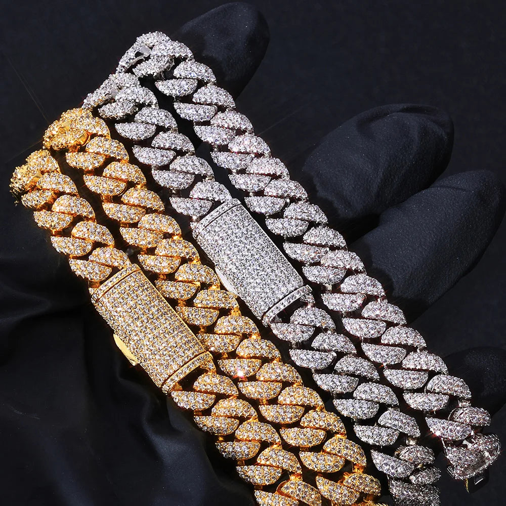 Hip hop Men's Bracelet CZ Ice Cuba Chain Luxury full Diamond Miami 10mm Suitable for Women's Popular Birthday Gift