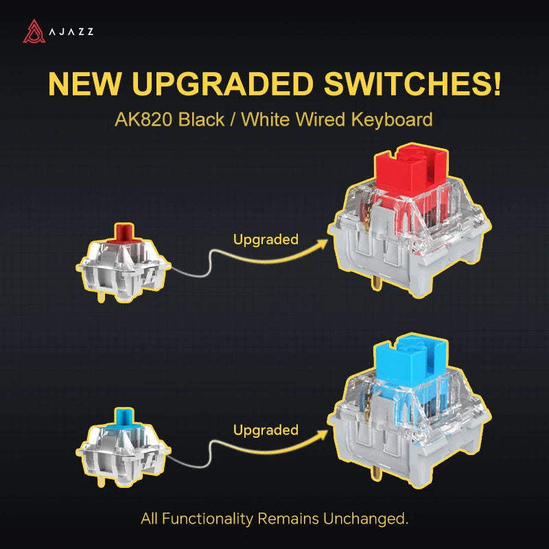 Ajazz AK820/AK820Pro Mechanische Gaming-Tastatur, Bluetooth 5.1/Wireless/C-Wired, kundenspezifische Tastatur mit Hot-Swap-Dichtung für Knöpfe