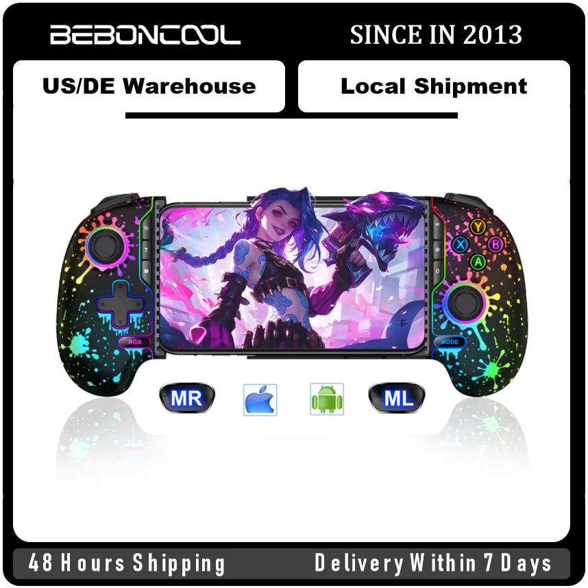 BEBONCOOL MC302 Gamepad Type-C Mobile Phone Controller Hall Effect Stretching Handle Joystick Android Ps Cloud Game Customized