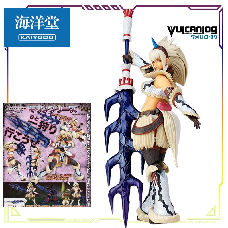 KAIYODO Original Vulcanlog Monster Hunter Revo Series 005 Battle Cat/Hunter Female Swordsman Articulated Action Figure Model Toy