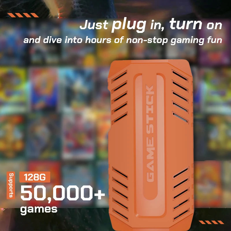 U36 Wireless Retro Game Stick HD S905 128G 50,000+ Games Support 40+ Classic Emulators For PS1/PSP with 2.4G Wireless Controller