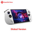 Lenovo Legion Go S handheld gaming device in ice white color with SuperGLX Store branding.