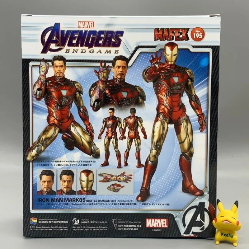 Original Mafex No.195 Iron Man Mk85 Battle Damaged Edition Avengers Endgame Marvel Action Figure Toy Gift Model Collection Hobby