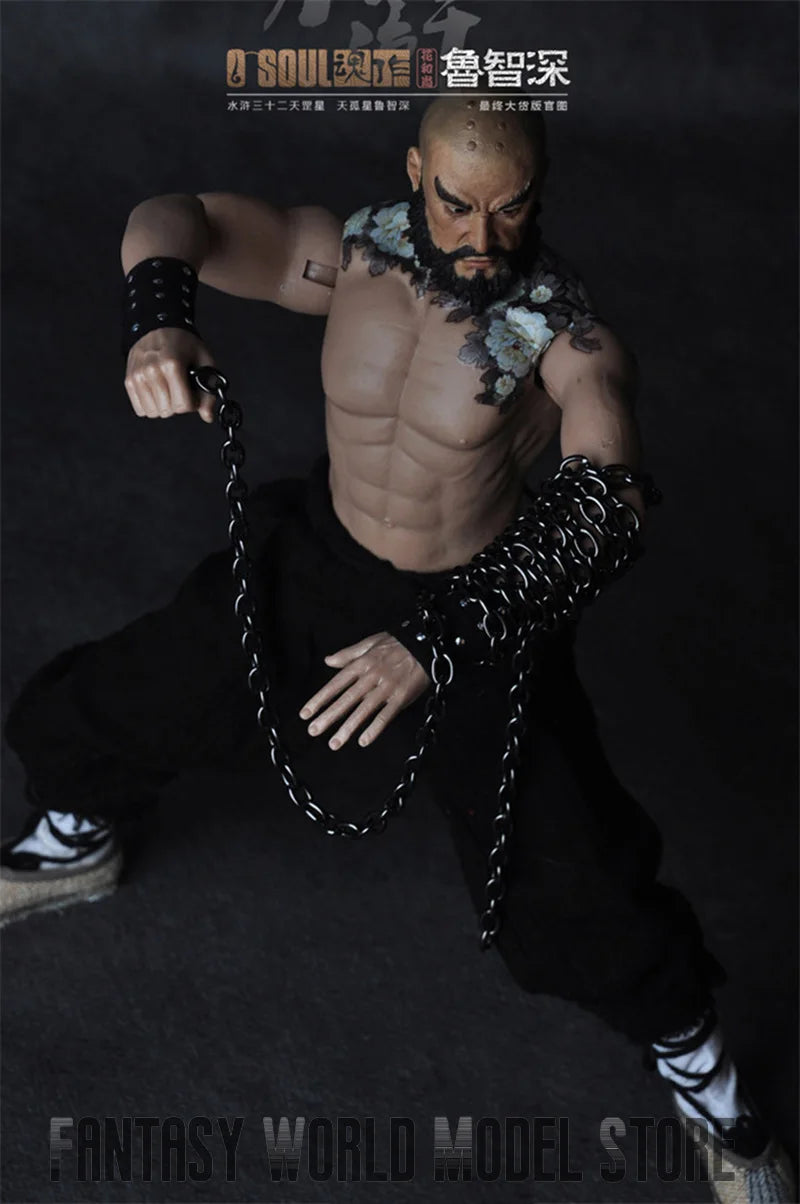 Collectible 1/6 Scale The Water Margin Buddhist Monk Lu Zhishen Figure with Double Heads Bodies 12" Action Figure Full Set Model