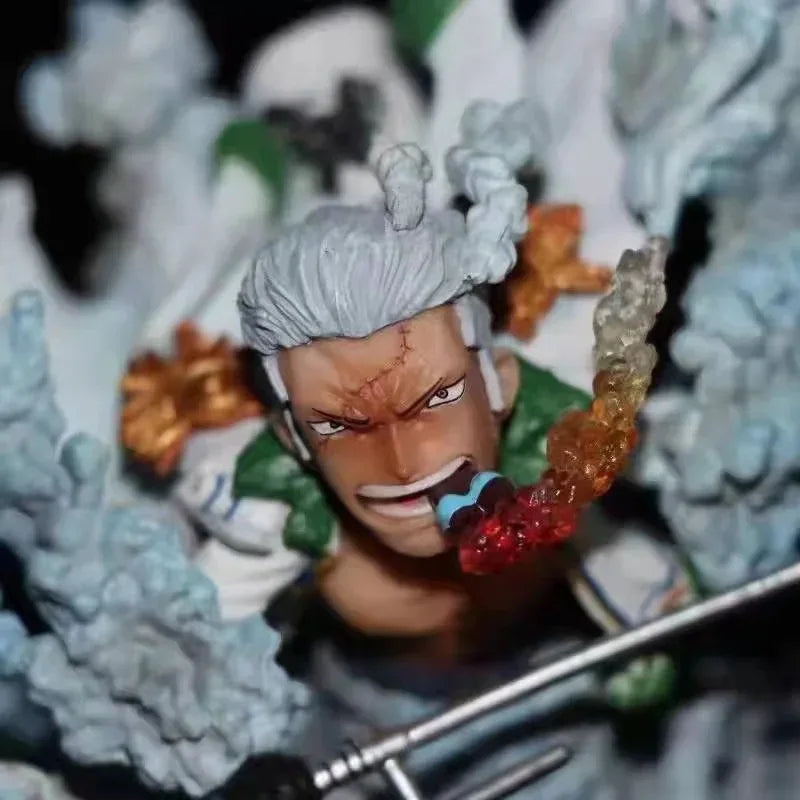13CM Anime One Piece GK Navy Colonel Smoker Luffy Smoking Man Kampfszene Statue PVC Actionfigur Sammlermodell Spielzeug