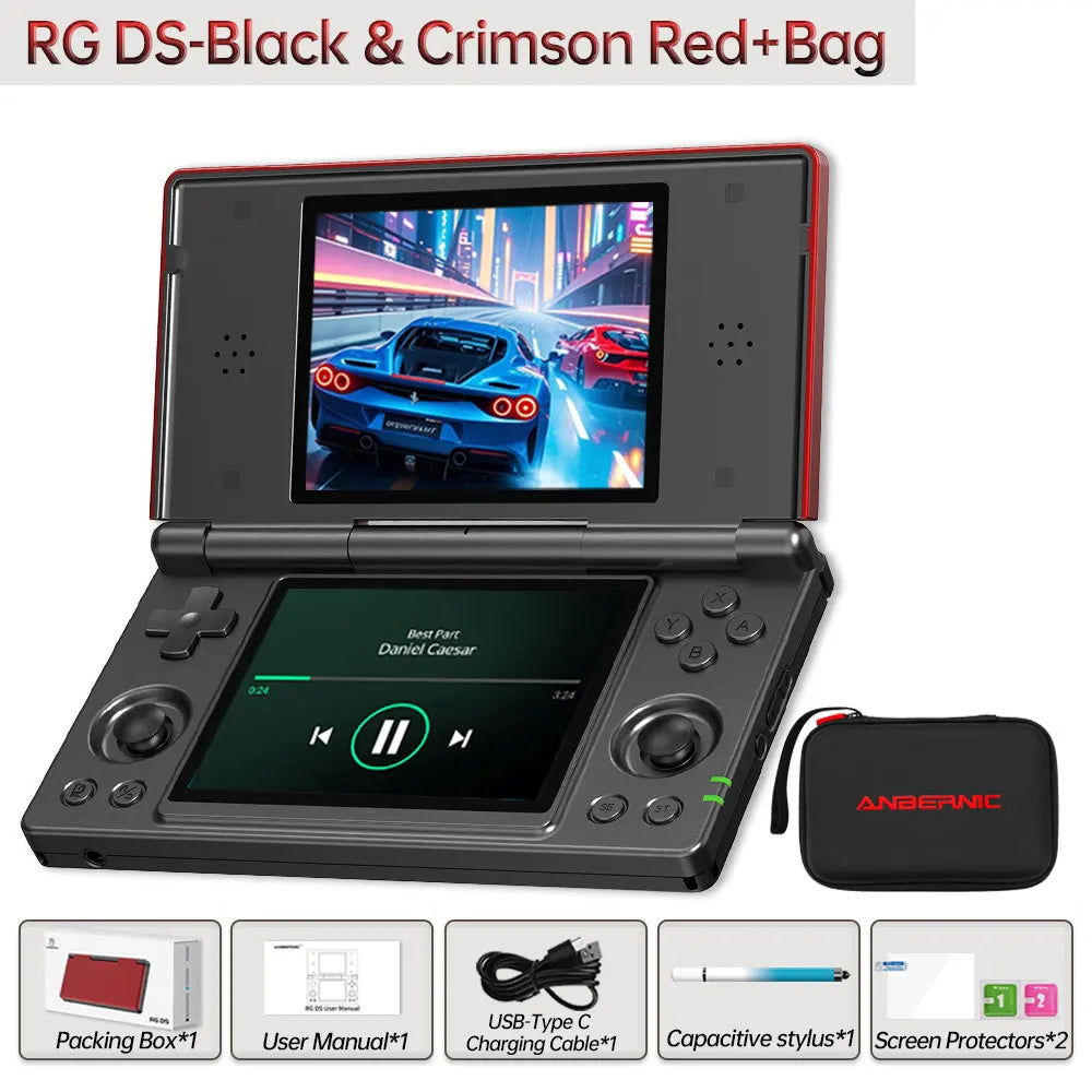 Anbernic RG DS Retro Video Game Console 4 Inch IPS Dual Multi-touch Screen Android 14 Flip Game Player RGDS For Christmas Gift