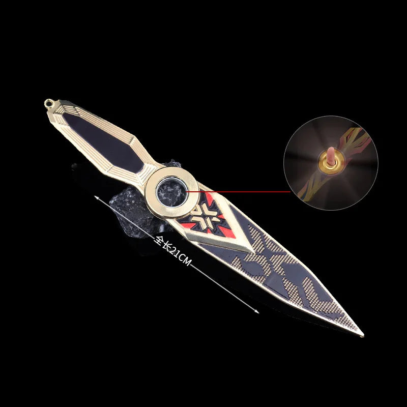 21 см Valorant Mystbloom Kunai Въртящ се шампион Kunai Метален модел Игра Меч за меле Оръжие Фигурка Нож Играчка Момчета Подаръци