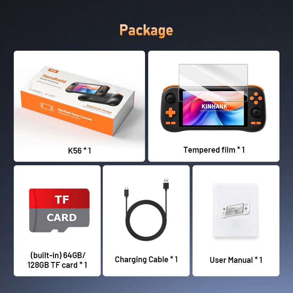 Super console K56 Android 14 Handheld Game Console 5.5 inch Touch Screen 5000mAh With 50+ Emulators For DC/MAME/SS/PSP