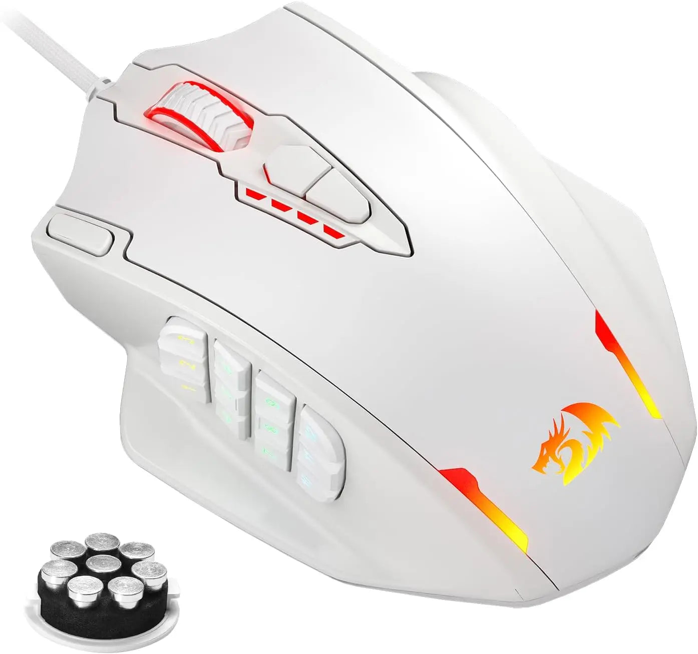 Геймърска мишка Redragon M908 с RGB подсветка, LED, USB, кабелна, 18 програмируеми бутона, 12400 DPI