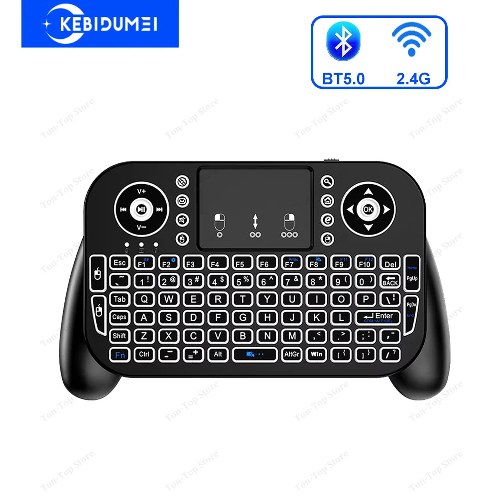2.4G Wireless Keyboard with Touchpad RGB Backlit Keyboard Rechargeable Mini Keyboard Bluetooth 5.0 Keyboard for Android TV Box