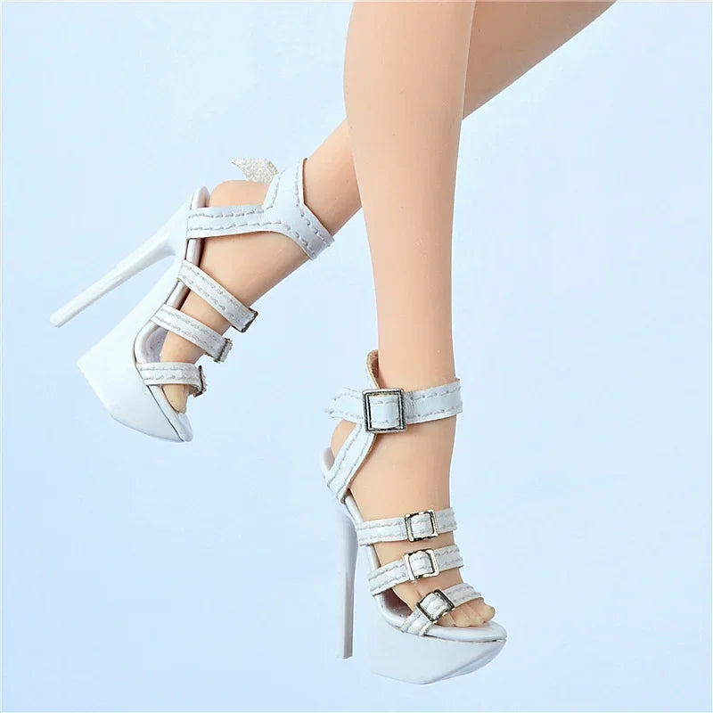 1/6 Scale Sexy Leather Fat Shoes Sandal Women Wedges High Heels Shoes Model for TBLeague Phicen S28A 29B S38A S39B S42 S43 Body
