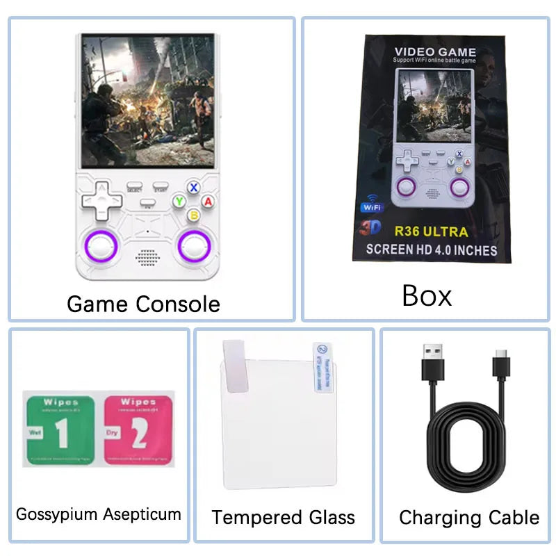 Open Source Video Game Console R36ULTRA New 2026 Linux System 4 0inch IPS Handheld Game 64G 20000 Plus Games Retro Pocket Player