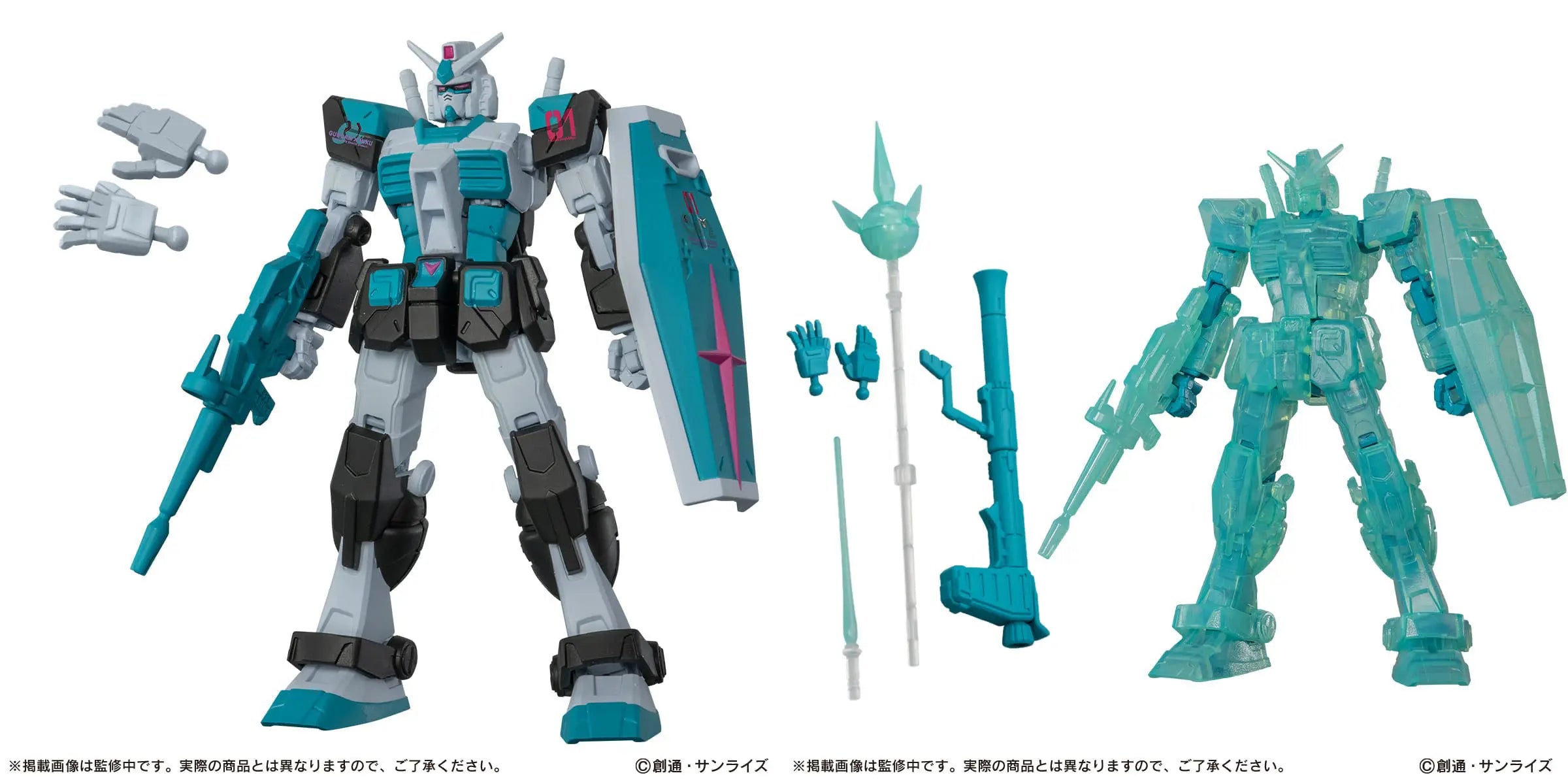 Bandai Gundam Limited Edition Neon Gurren Lagann Color Transparent Action Figurine Original Zazuo Set For Collecting Displaying