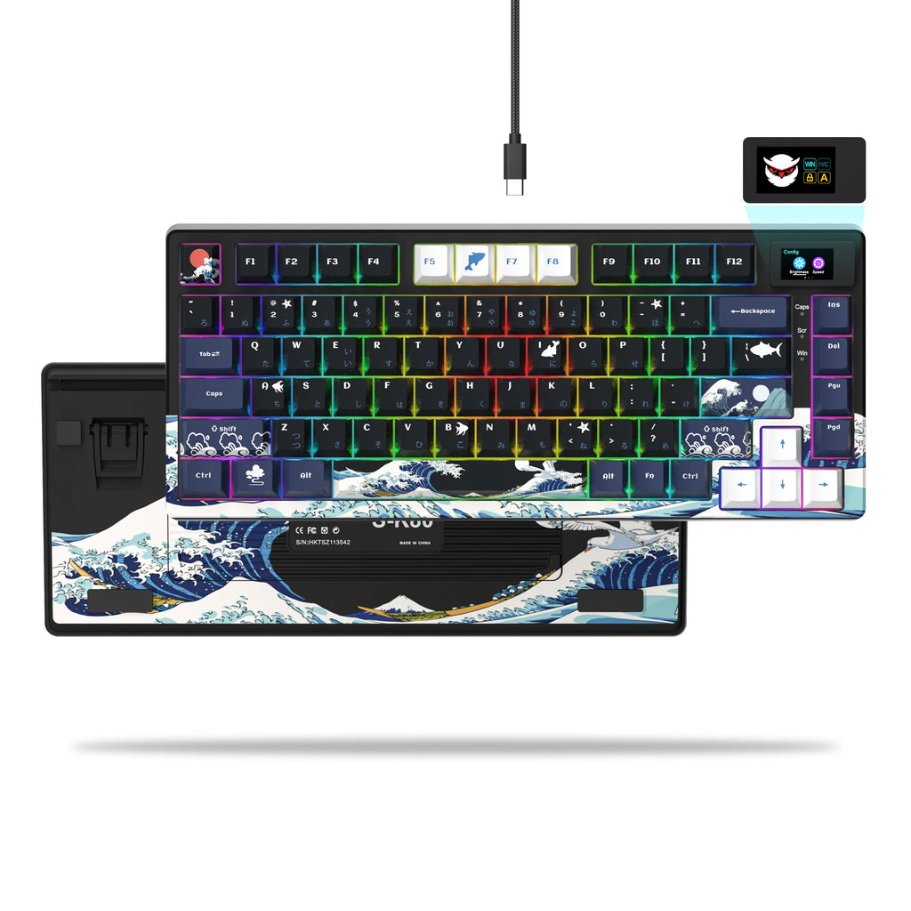 womier SK80 Mechanische Tastatur mit Dichtungsmontage, 81-Tasten-Gamer-Tastatur, 75 % Hot-Swap-RGB-Gaming-Tastatur mit Smart Display für PC